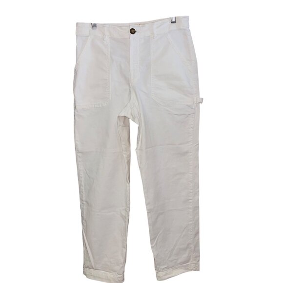 Marine Layer Women Pant Size 8 White Maya Slim Straight Utility Stretch 14934 - Picture 8 of 11